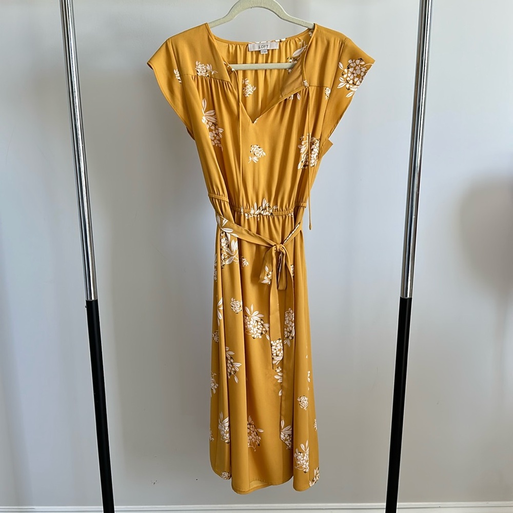 Loft Floral Yellow Dress